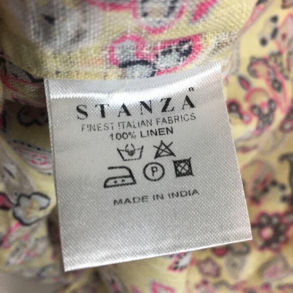 Stanza Men's Yellow Floral Linen Button Up Shirt 15.5" neck 40 EU - Picture 8 of 8